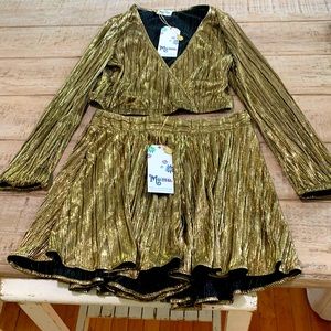 SHIMMERING Gold Two Piece Outfit- Mumu Size L